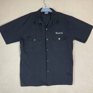 Dragonfly Shirt Mens M Black Short Sleeve Skull Print Motorcycle Riding‎